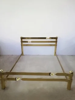 Pamono Brass Plated Metal Double Bed, 1970s New