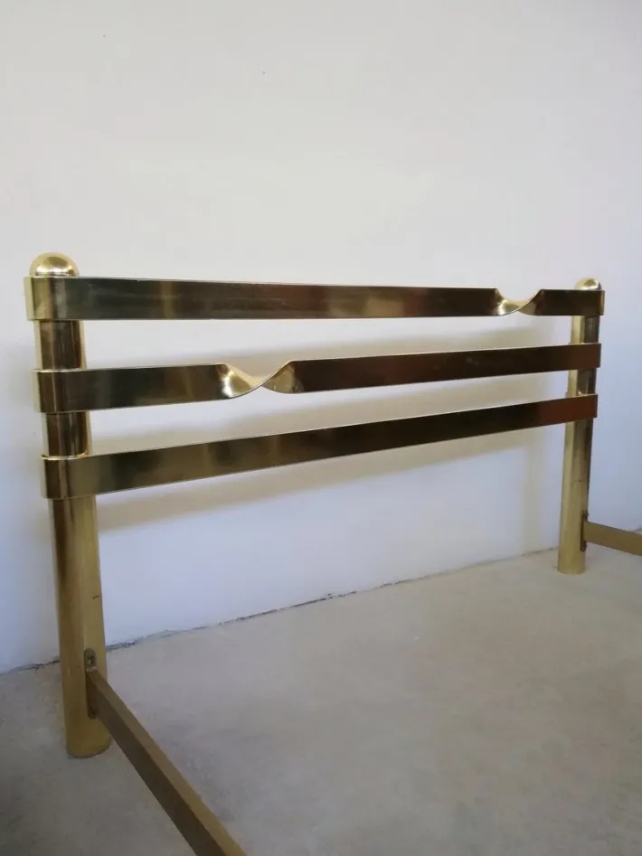 Pamono Brass Plated Metal Double Bed, 1970s New