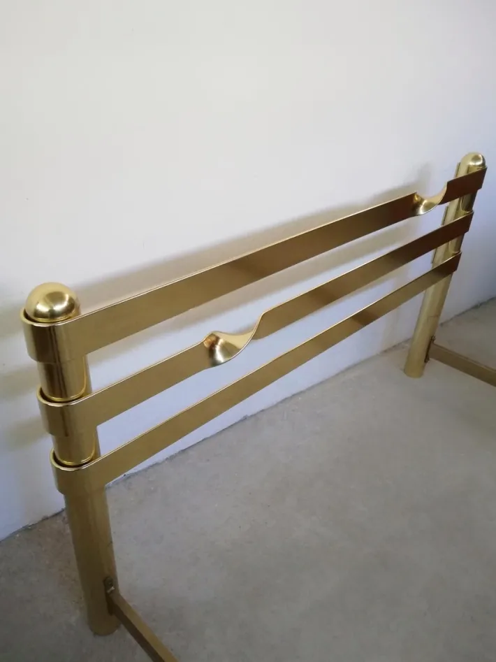 Pamono Brass Plated Metal Double Bed, 1970s New