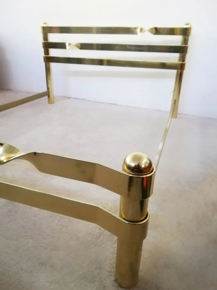 Pamono Brass Plated Metal Double Bed, 1970s New