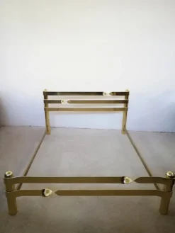 Pamono Brass Plated Metal Double Bed, 1970s New