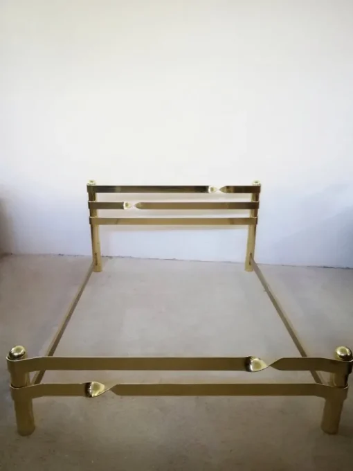 Pamono Brass Plated Metal Double Bed, 1970s New
