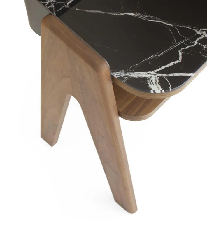 Pamono Bravero Walnut and Breccia Imperiale Glass Nightstand by Morica Design Clearance