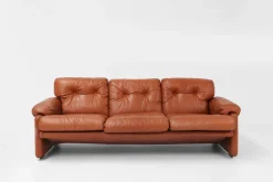 Pamono Brown Leather 3-Seater Sofa Coronado by Tobia Scarpa for B&b Italia, Italy, 1960s Hot