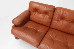 Pamono Brown Leather 3-Seater Sofa Coronado by Tobia Scarpa for B&b Italia, Italy, 1960s Hot