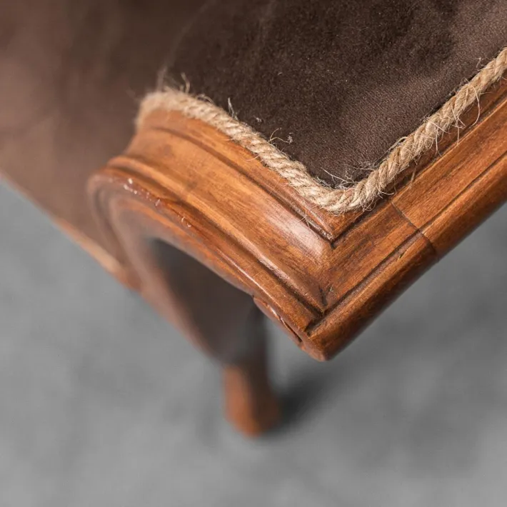 Pamono Brown Velvet and Wood Entrance Sofa Bench, 1950s Discount