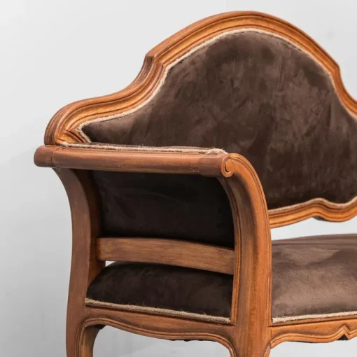 Pamono Brown Velvet and Wood Entrance Sofa Bench, 1950s Discount