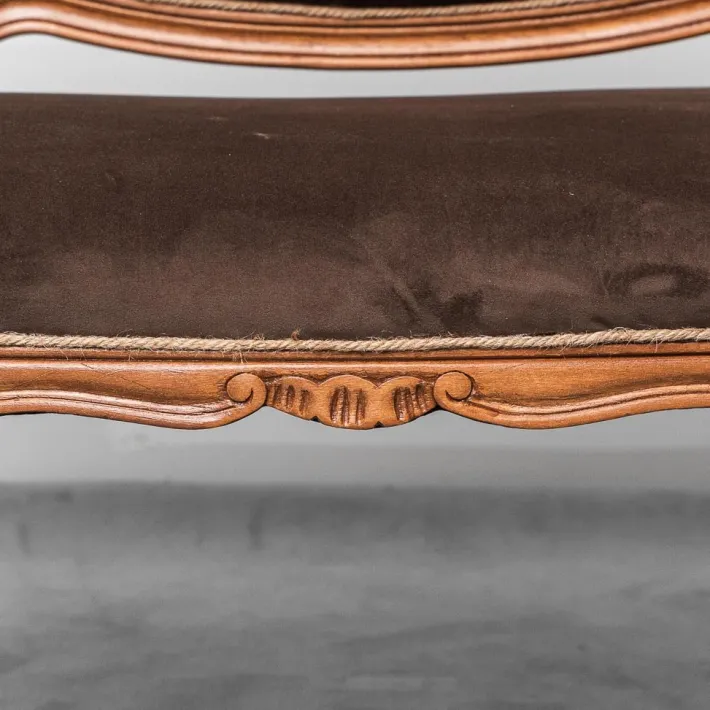Pamono Brown Velvet and Wood Entrance Sofa Bench, 1950s Discount