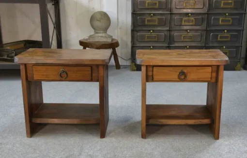 Pamono Brutalist Bedside Tables in Elm by Aranjou, 1960, Set of 2 Best