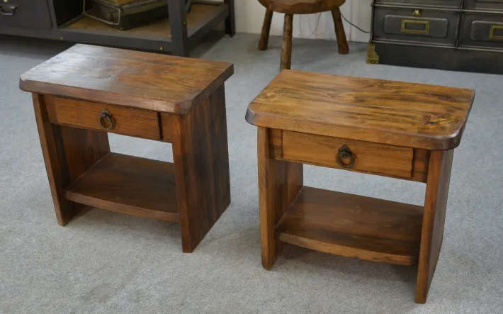 Pamono Brutalist Bedside Tables in Elm by Aranjou, 1960, Set of 2 Best