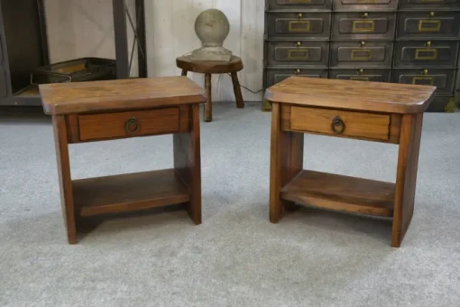 Pamono Brutalist Bedside Tables in Elm by Aranjou, 1960, Set of 2 Best