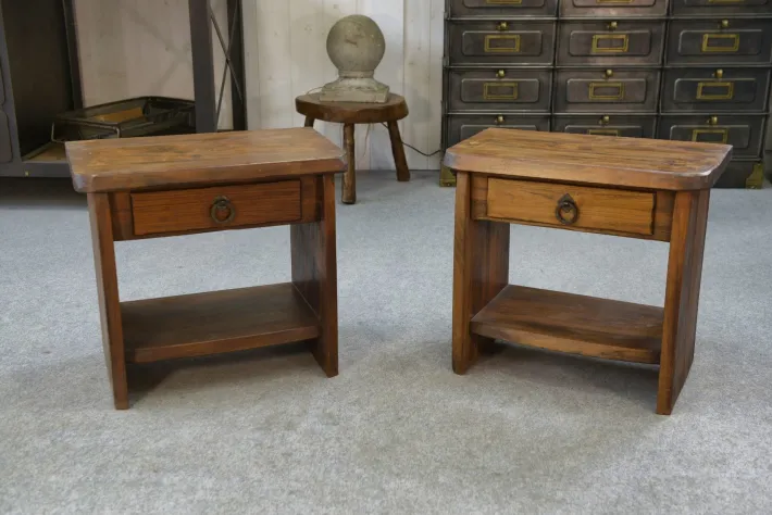 Pamono Brutalist Bedside Tables in Elm by Aranjou, 1960, Set of 2 Best