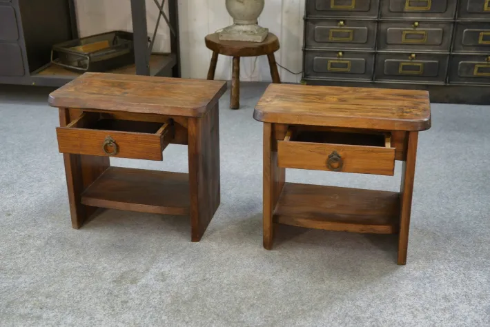 Pamono Brutalist Bedside Tables in Elm by Aranjou, 1960, Set of 2 Best