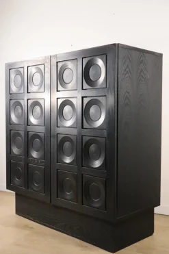Pamono Brutalist Blackened Wood Sculptural Sideboard Cabinet, 1970s Outlet