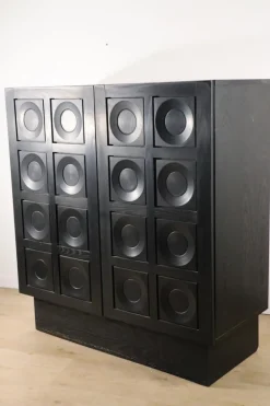 Pamono Brutalist Blackened Wood Sculptural Sideboard Cabinet, 1970s Outlet