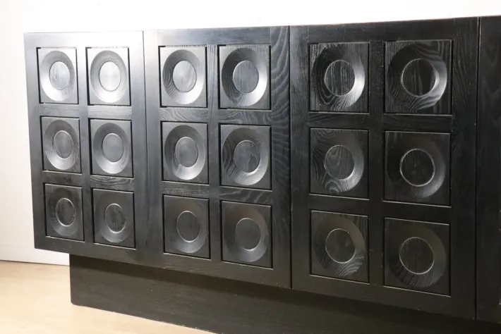 Pamono Brutalist Blackened Wood Sculptural Sideboard, 1970s Best