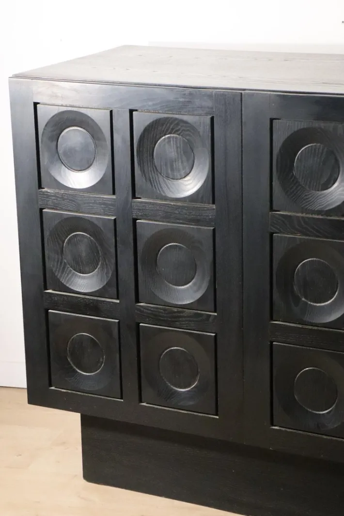 Pamono Brutalist Blackened Wood Sculptural Sideboard, 1970s Best
