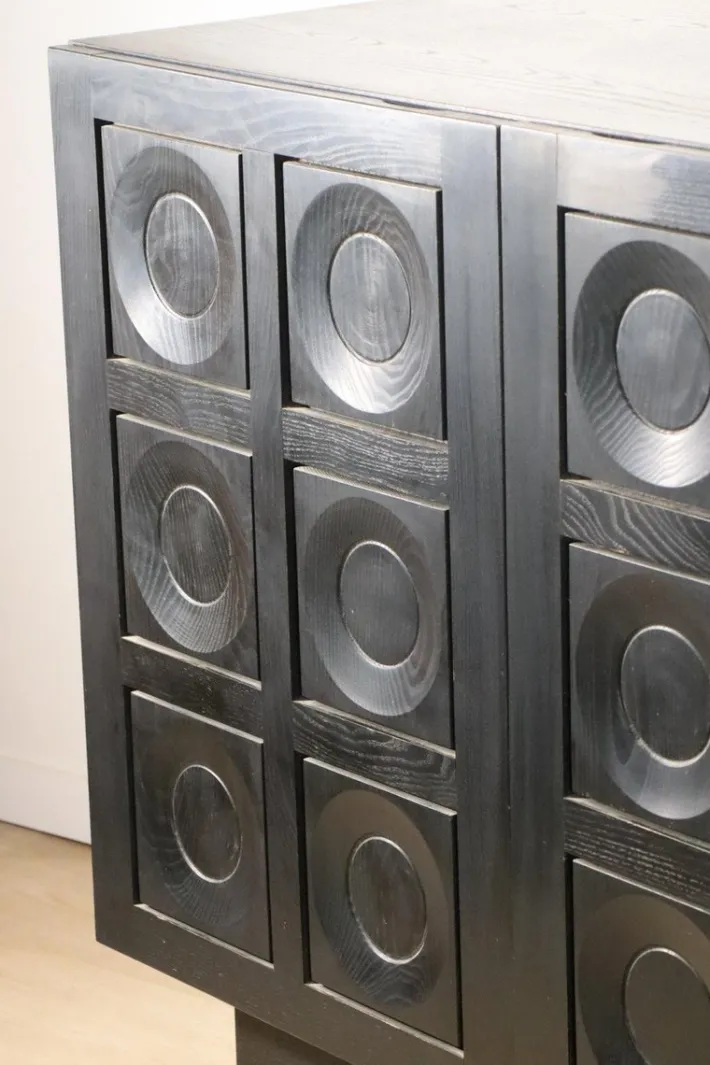 Pamono Brutalist Blackened Wood Sculptural Sideboard, 1970s Best