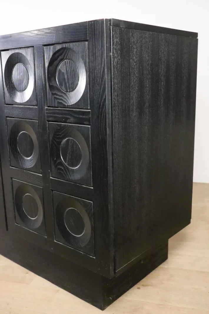 Pamono Brutalist Blackened Wood Sculptural Sideboard, 1970s Best