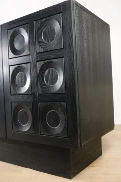 Pamono Brutalist Blackened Wood Sculptural Sideboard, 1970s Best