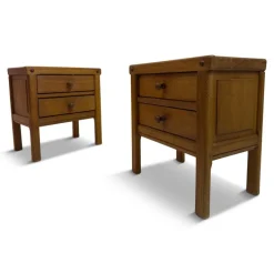 Pamono Brutalist Oak Bedside Tables, 1960s, Set of 2