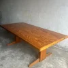 Pamono Brutalist Pine Trestle Table in the style of Pierre Chapo, 1970s Outlet