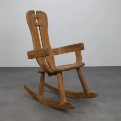 Pamono Brutalist Rocking Chair in Oak attributed to De Puydt, 1970s Sale