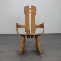 Pamono Brutalist Rocking Chair in Oak attributed to De Puydt, 1970s Sale