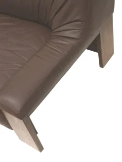 Pamono Brutalist 2-Seater Sofa in Brown Leather with Wengé Wood Frame, 1970s Discount