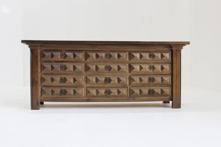 Pamono Brutalist Spanish Carved Sideboard Chest of Drawers, 1960s