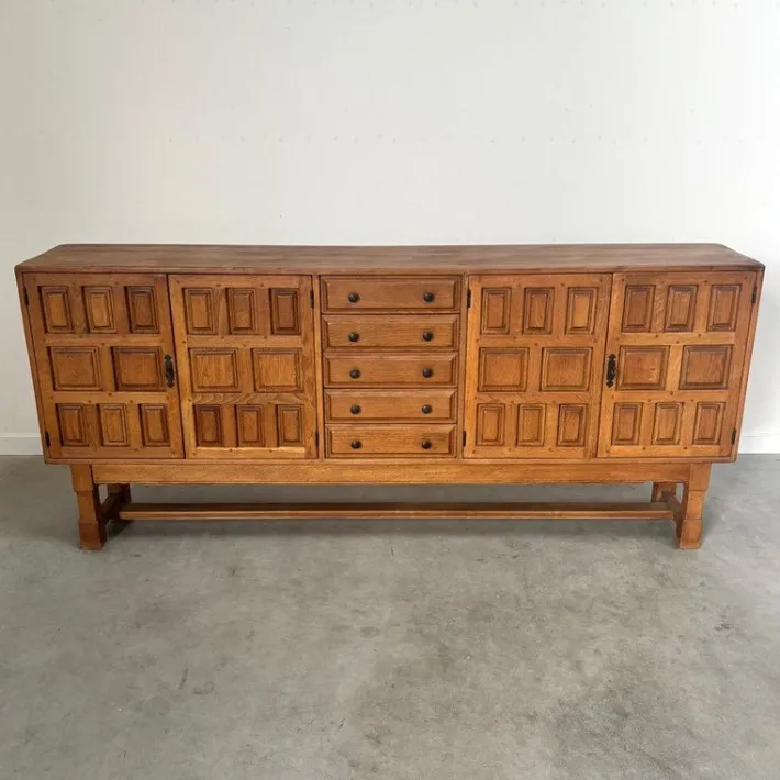 Pamono Brutalist Style Spanish Sideboard in Oak, 1970s Clearance
