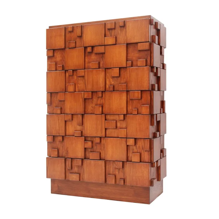 Pamono Brutalist Wooden Chest of Drawers, Italy, 2010s Clearance