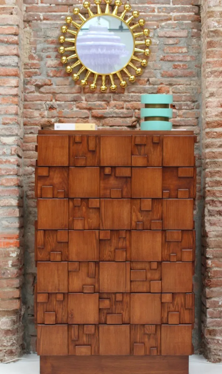 Pamono Brutalist Wooden Chest of Drawers, Italy, 2010s Clearance