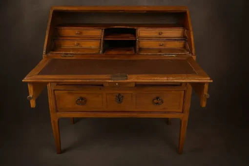Pamono Burgundy Castle Sloping Desk with Allegorical Marquetry and Secret Drawer 18th Century Discount