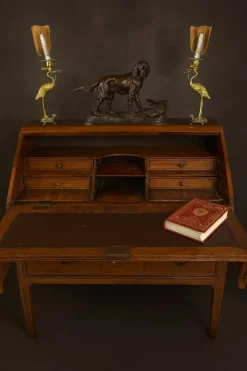 Pamono Burgundy Castle Sloping Desk with Allegorical Marquetry and Secret Drawer 18th Century Discount
