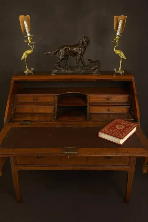 Pamono Burgundy Castle Sloping Desk with Allegorical Marquetry and Secret Drawer 18th Century Discount