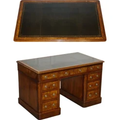 Pamono Burr Walnut Twin Pedestal Desk from Royal Druce & Co., London, United Kingdom, 1840s Discount