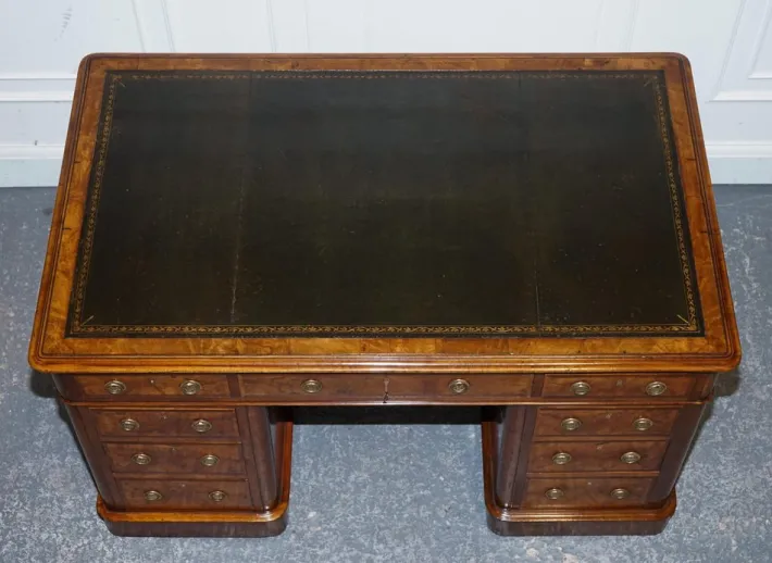 Pamono Burr Walnut Twin Pedestal Desk from Royal Druce & Co., London, United Kingdom, 1840s Discount
