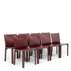 Pamono Cab 412 Bordeaux Red Chair Set by Mario Bellini for Cassina, 1990s, Set of 8 Discount