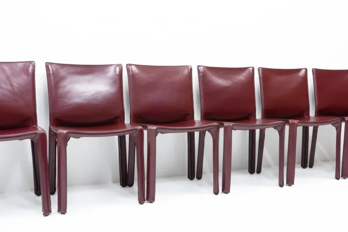 Pamono Cab 412 Bordeaux Red Chair Set by Mario Bellini for Cassina, 1990s, Set of 8 Discount