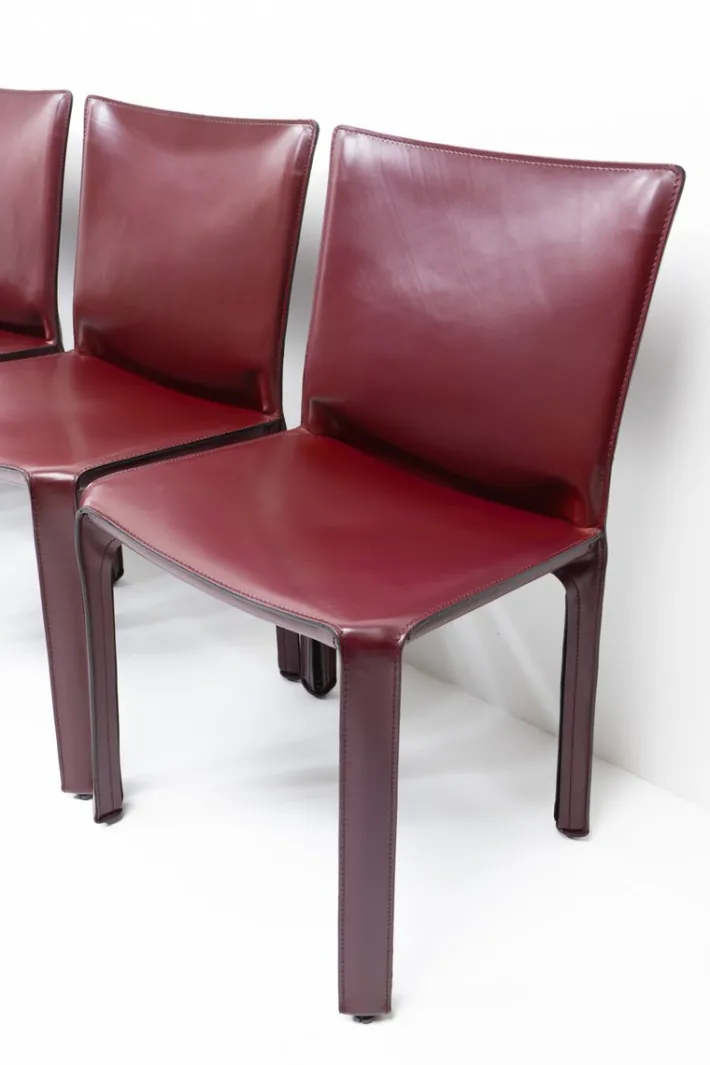 Pamono Cab 412 Bordeaux Red Chair Set by Mario Bellini for Cassina, 1990s, Set of 8 Discount