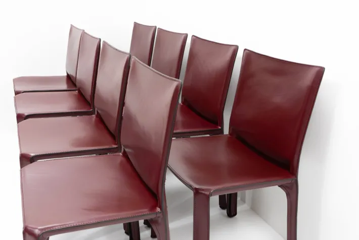 Pamono Cab 412 Bordeaux Red Chair Set by Mario Bellini for Cassina, 1990s, Set of 8 Discount