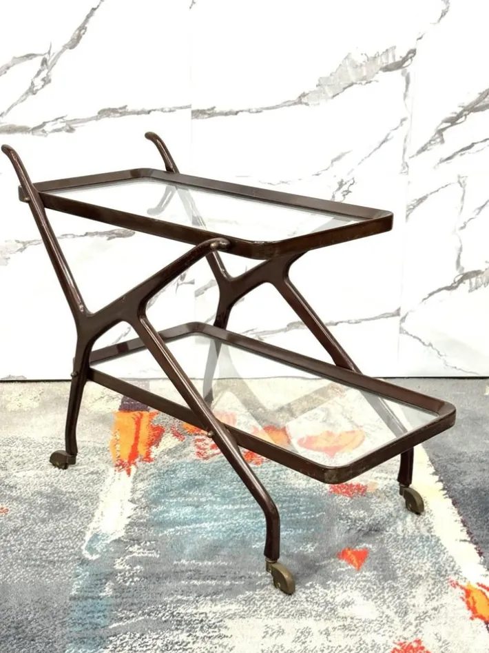 Pamono Caesar Lacquer Wooden Food Cart by Cesare Lacca, 1950s Outlet