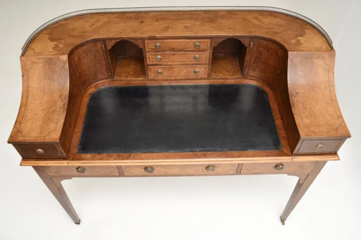Pamono Carlton House Desk in Burr Walnut, 1890s Discount