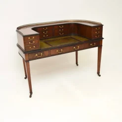 Pamono Carlton House Desk in Inlaid Mahogany with Leather Top, 1890s Sale