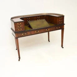 Pamono Carlton House Desk in Inlaid Mahogany with Leather Top, 1890s Sale
