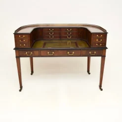 Pamono Carlton House Desk in Inlaid Mahogany with Leather Top, 1890s Sale