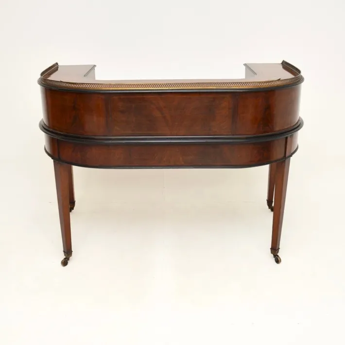 Pamono Carlton House Desk in Inlaid Mahogany with Leather Top, 1890s Sale