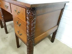 Pamono Carved Oak Pedestal Desk Discount