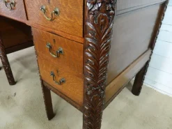 Pamono Carved Oak Pedestal Desk Discount